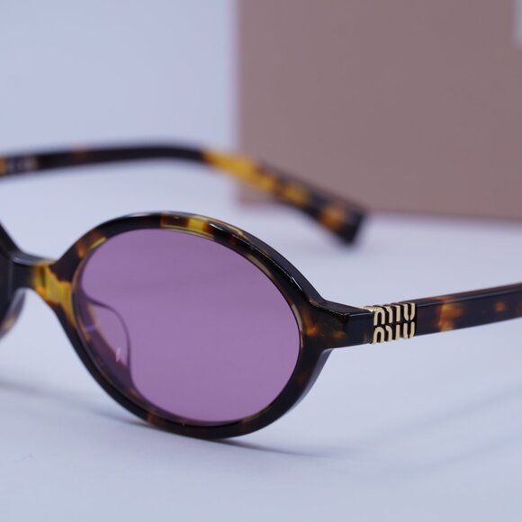 Miu Miu MU04ZSF VAU50D Oval Sunglasses – Honey Havana main image 12